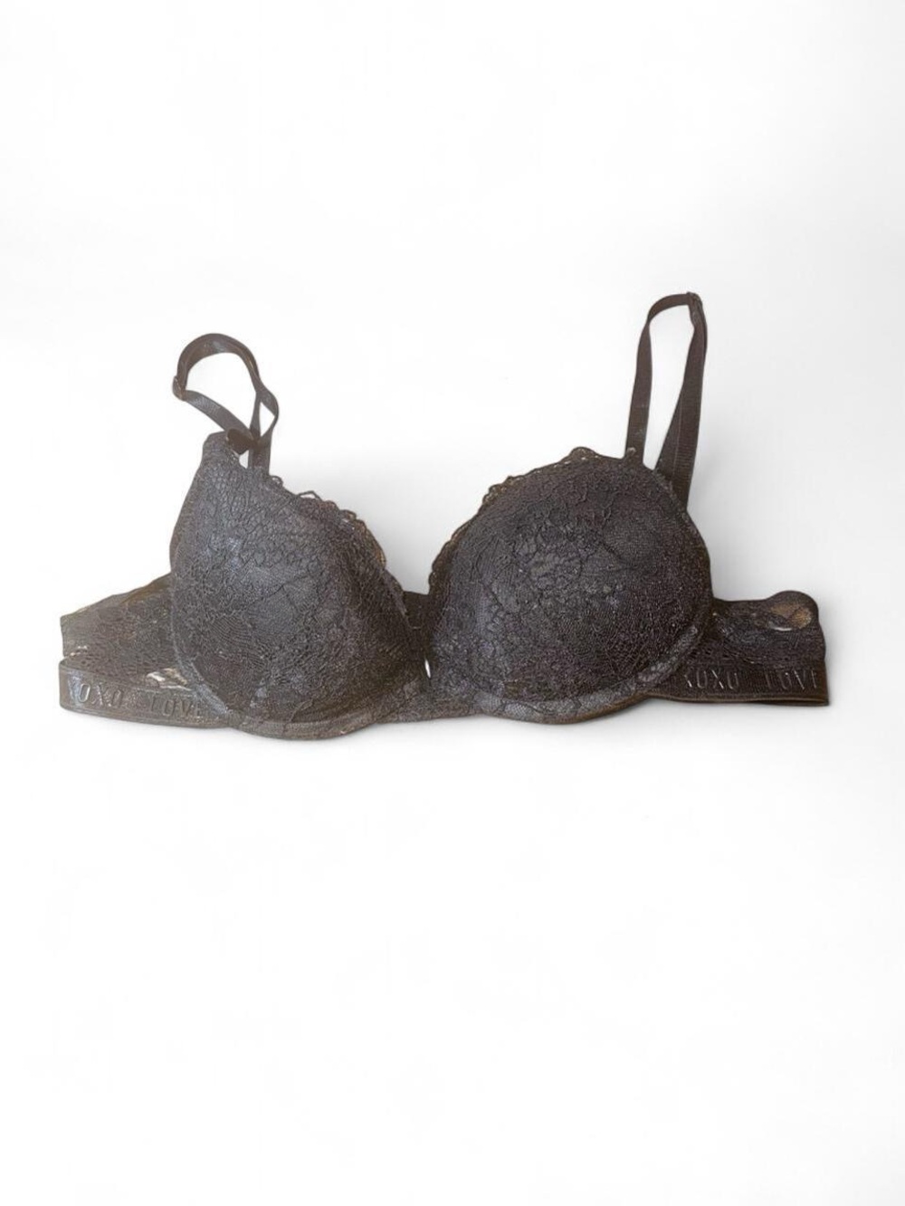 XOXO Bra Black Lace 34B Underwire Molded Lined Padded Cup 778416